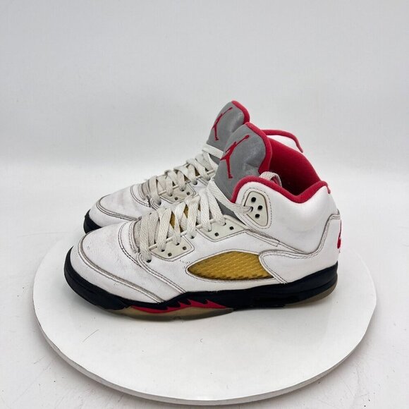 Nike Air Jordan 5 Retro Youth Size 4Y Women 5.5 440888-102 Fire Red Silver Shoes - Picture 1 of 13